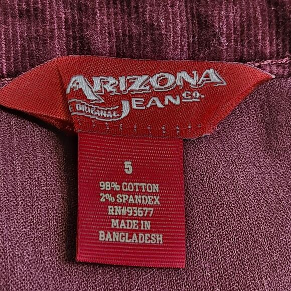 Arizona Jean Co Corduroy Skirt Burgundy Wine Button Front Y2K Juniors Size 5/27 - Picture 6 of 9